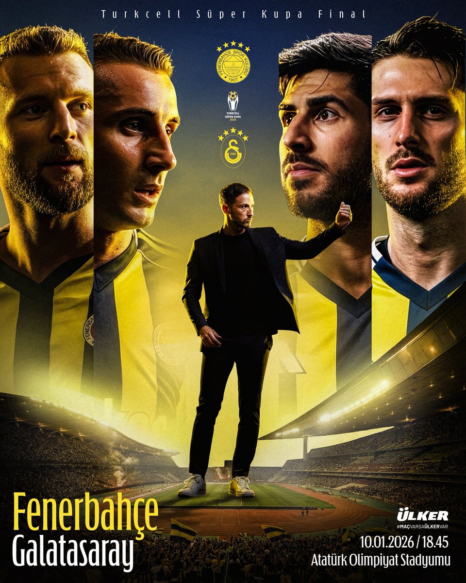 🏆 Turkcell Süper Kupa 

🆚 Galatasaray  
🗓 10 Ocak Cumartesi  
🕖 18.45 
📍 Atatürk Olimpiyat Stadyumu 
📲 #FBvGS  

#MaçVarsaÜlkerVar | <a href="/Ulker/">Ülker</a>