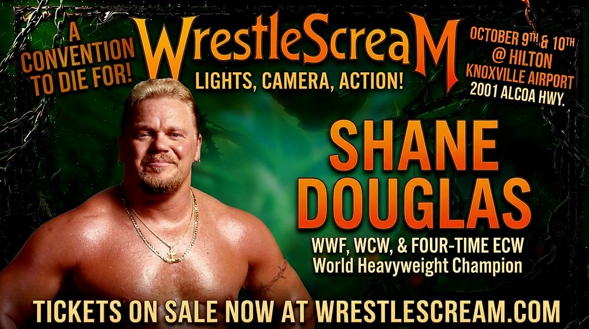 KfwTn's tweet photo. 🎃 Black Harvest Goes To "WrestleScream" 🎃

       (Ticket Link at Bottom; Several Choices)

"Franchise" Shane Douglas is scheduled to appear at NWA Kross Fire on October 9th and 10th for "Black Harvest," an event that is part of "WrestleScream," our inaugural Pro Wrestling/Horror Themed Convention. With "The Franchise" gracing an NWA Territory, one can only anticipate the exciting possibilities. "Black Harvest" will be held at "WrestleScream."

This event is slated to occur at the Hilton in Knoxville, conveniently located near McPhee Tyson Airport. It represents our most significant vendor presence to date. A link for tickets is provided below. Several different options!!!

https://t.co/rozcmNroZD
@highlight