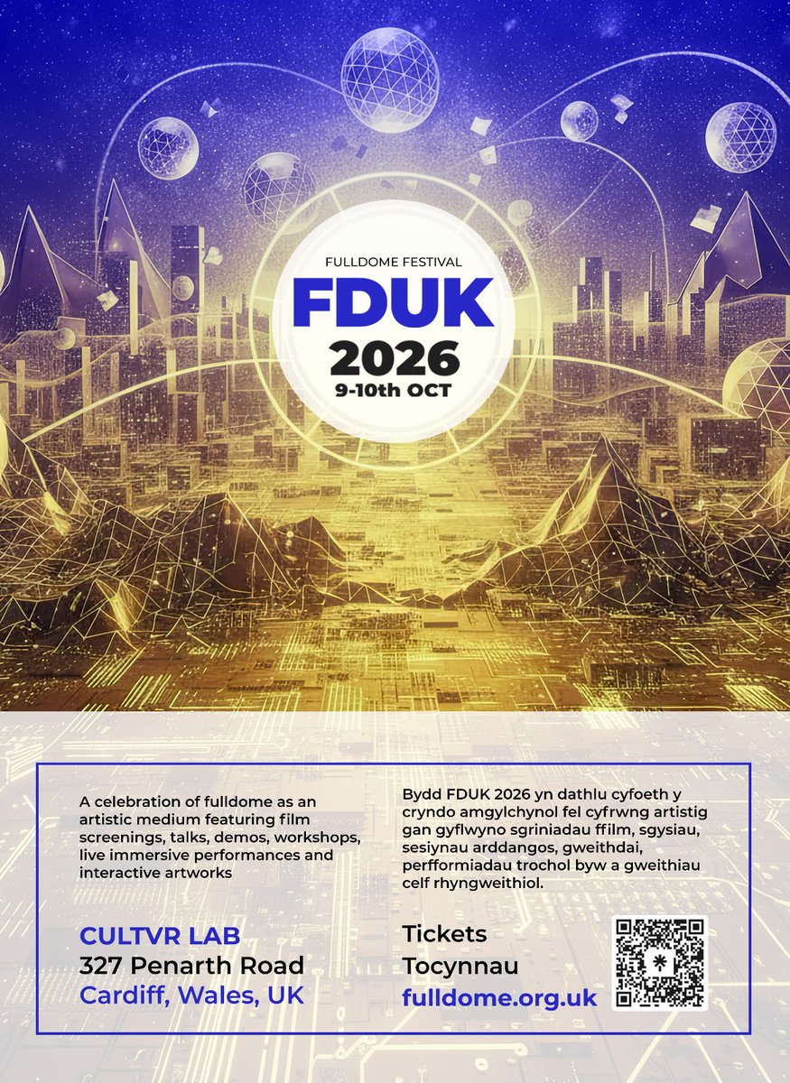 FULLDOMEUK's tweet photo. Save the date 🗓️ FDUK 2026 returns to CULTVR, Cardiff on 9–10 October 2026. Super Early Bird tickets are on sale now (ends 31 Jan). Lock it in 🎟️ https://t.co/NZmvoeFQ8O https://t.co/mx192op4ui