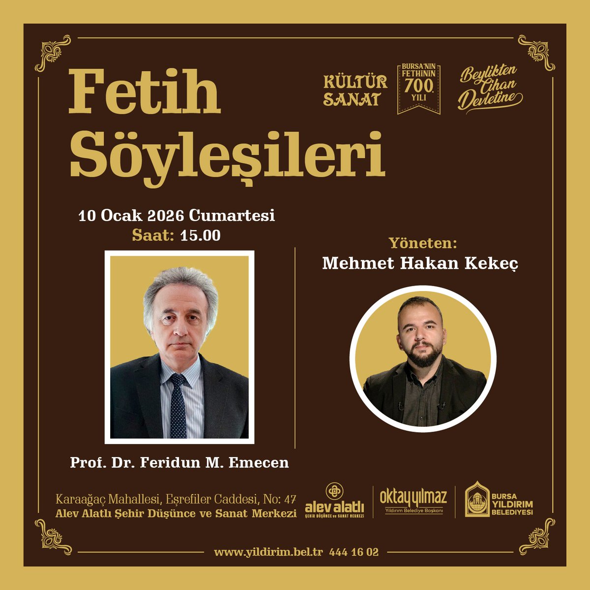 Fetih Söyleşileri'nin ilk misafiri Prof. Dr. Feridun M. Emecen. Bekleriz...