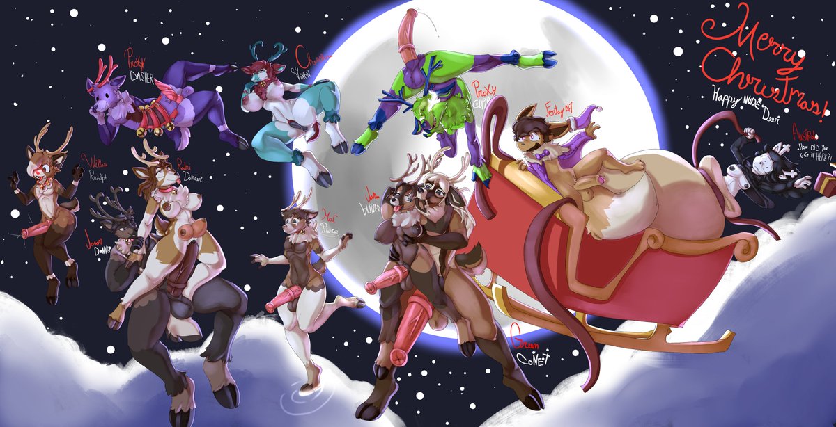 Last month's group piece! As all the lovely reindeer helped get the presents there in time!..for the most part!

[<a href="/MacDaRacc/">macdaracc</a> <a href="/jasonm144/">Jason Gross</a> <a href="/CryoReni/">Reni</a> <a href="/Green18811662/">Green</a> and company!]
Full resolution and early acess over at myy discord~!!