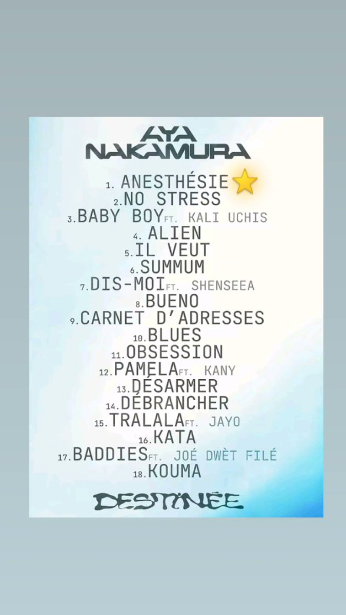 ayacravez5's tweet image. Destinée track 1 : Anesthésié
Betrayal and and self commitment are the theme of this song.Aya speaks about how she is now  a free spirit who walks according to her own rules and how much people 's betrayal changed her .