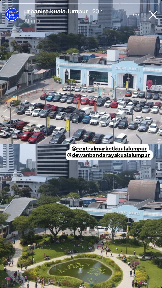 Urbanist KL on IG suggested the car park in front of Central Market to be converted into a green space &amp; I’m all for it! 🤩