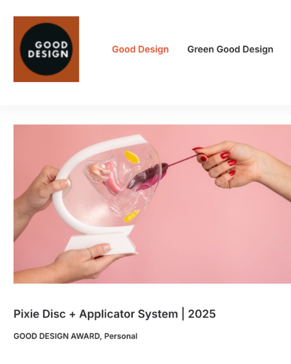 We’re so excited to share that the Pixie Disc + Applicator System has been awarded the 2025 GOOD DESIGN® Award ✨

#gooddesign #pixiediscapplicator #pixiedisc #awardwinningmenstrualdisc #awardwinningmenstrualdiscapplicator #pixie #pixiecup #gooddesignaward2025 #gooddesignaward