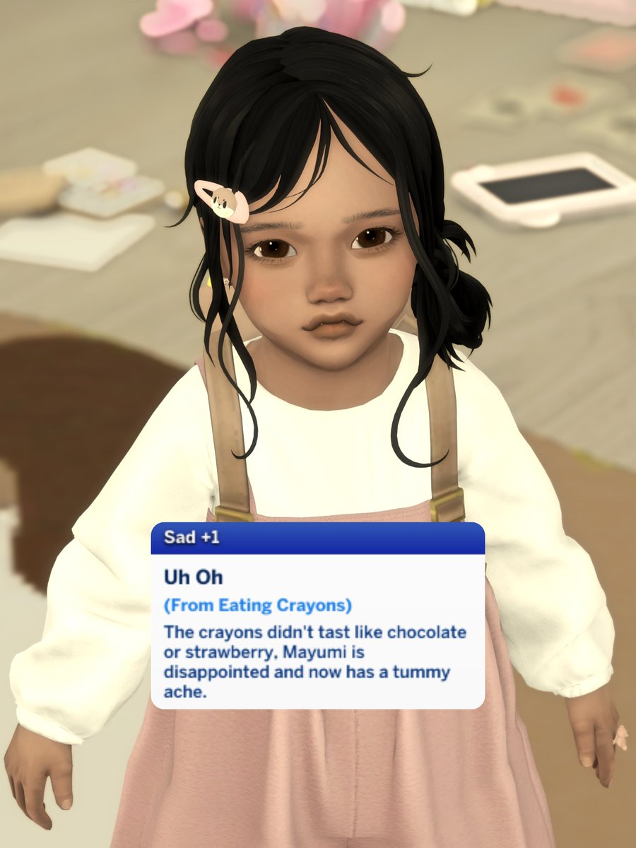milkemie's tweet image. i didn't know toddlers could just eat crayons autonomously? and then she wants to look at me like i made her do it, girl you did that to yourself 😭