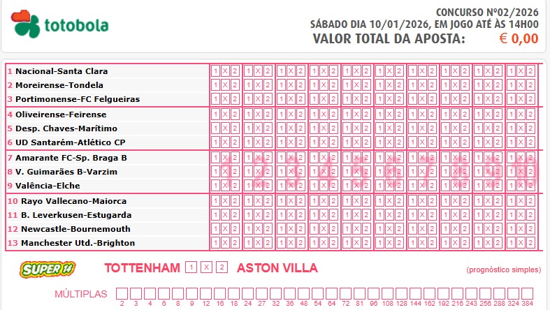 Quem diz que os jogos do Atlético não contam para o Totobola????