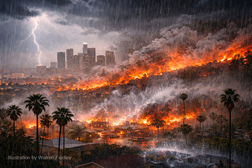 Stormchaser's tweet image. What a difference a year makes! 

Residents of California can thank their lucky stars for the recent rains. Here is the current fire forecast from KLOX. Had this been a dry season, the forecast would be a lot different. (Photo: Illustration). #cawx #wildfires 
 
(edited) PEAK