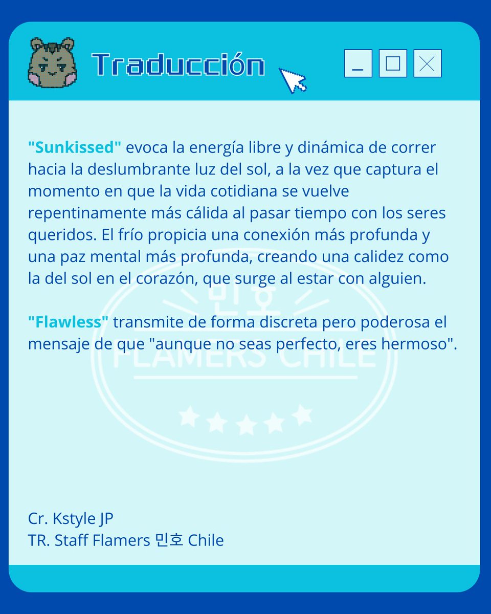 [2026.01.09 || INFO]

Minho nos sorprendió ayer con el anuncio del lanzamiento de dos nuevas canciones japonesas: "Sunkissed" y "Flawless", el próximo 25 de febrero ✨

Para conocer un poquito de qué tratan estos nuevos lanzamientos, revisa la traducción en las imágenes 👀
