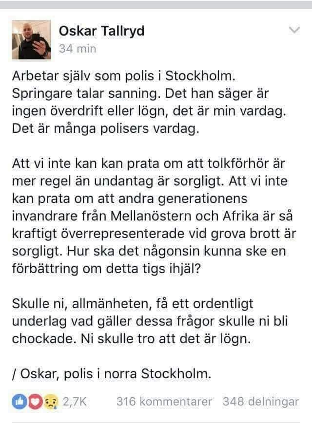 wankerolsson's tweet photo. Ord från en Polis i Stockholm 🤟 https://t.co/SxNNV4bBT0