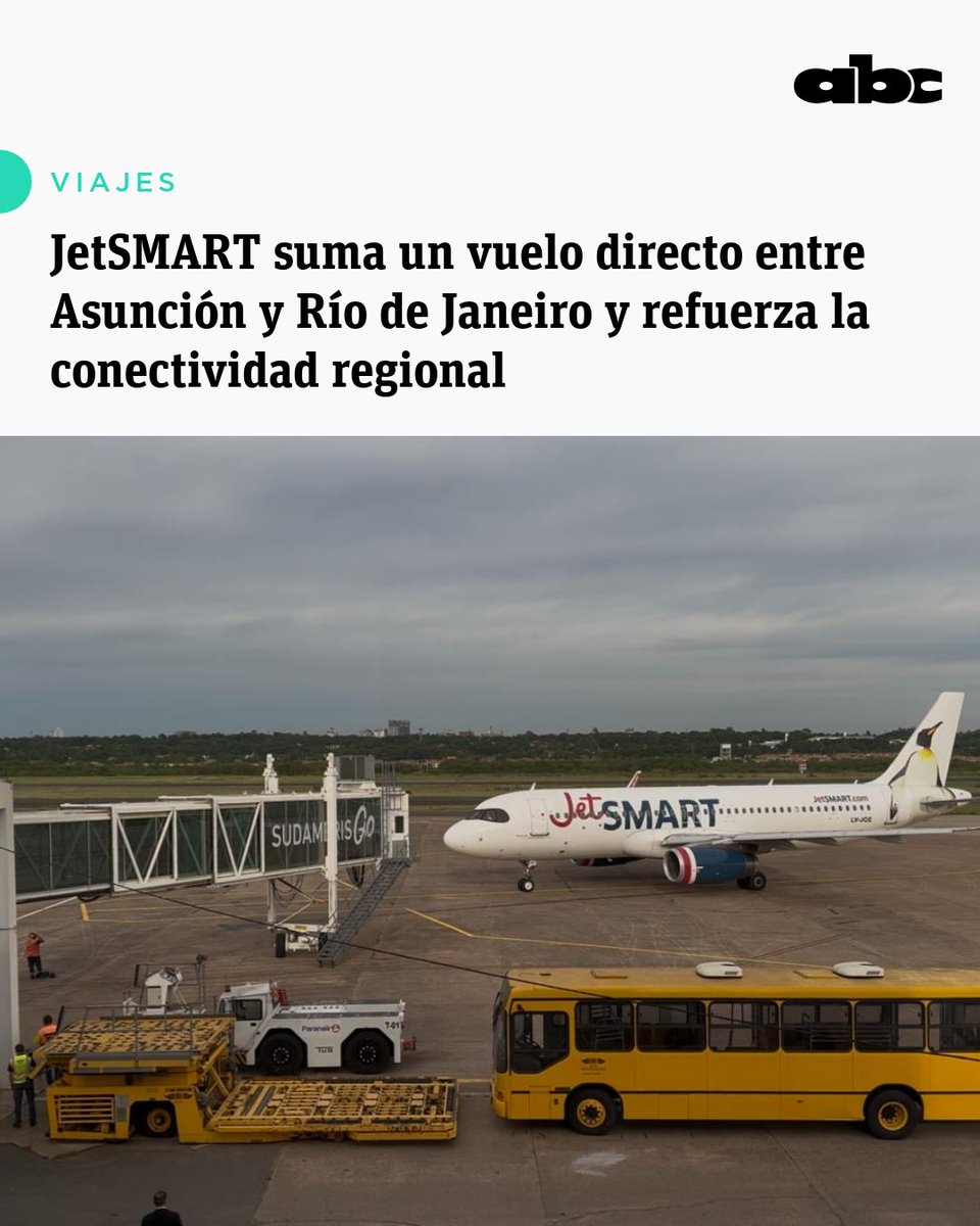 ABCDigital's tweet photo. #ABCViajes | ✈️🇧🇷JetSMART inauguró su ruta regular entre Asunción y Río de Janeiro, ampliando la oferta de vuelos internacionales desde la capital paraguaya hacia uno de los destinos turísticos más emblemáticos de Sudamérica.
⭕️Canal de WhatsApp: https://t.co/aAPBX7cxWp
📲Leé más: https://t.co/tVFKMtosvi