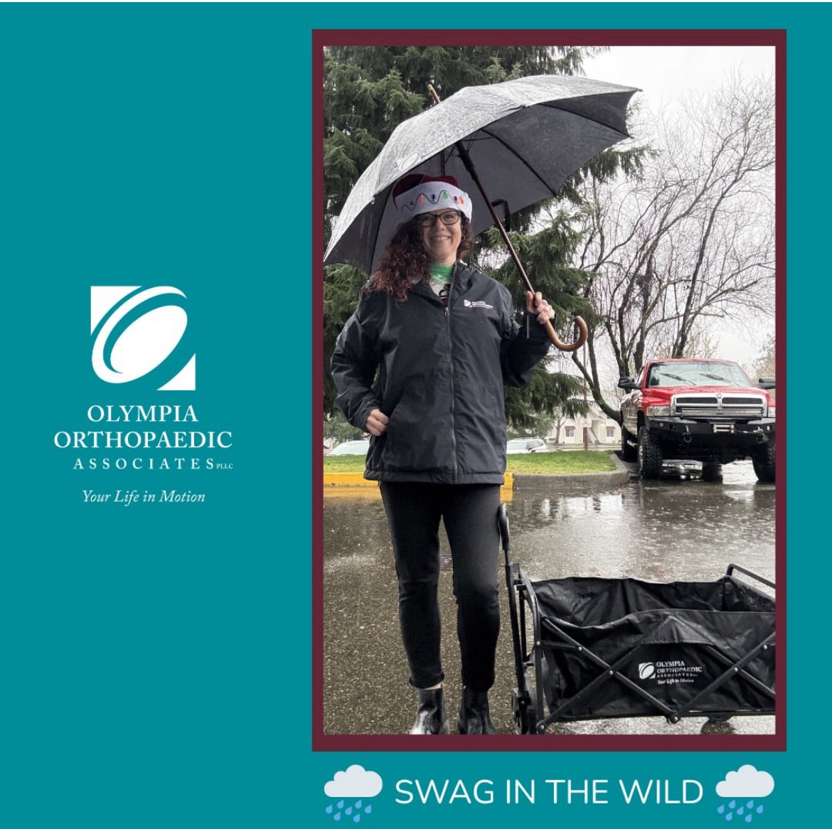 Our TeamOOA member went full send with her PNW Oly Ortho Ambassador swag 🌧️ Festive meets functional — the rain jacket and wagon are holding their own out in the wild.

Wet weekend ahead! Got an adventure planned? Tag us: #TeamOOA #LifeInMotion #OlyOrtho