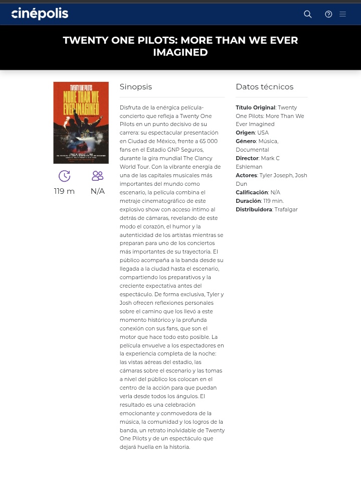infopilots's tweet image. CONFIRMADO 'Twenty One Pilots: More than we ever imagined' EN CINEPOLIS ARGENTINA! 🇦🇷❤️

cinepolis.com.ar/peliculas/twen…