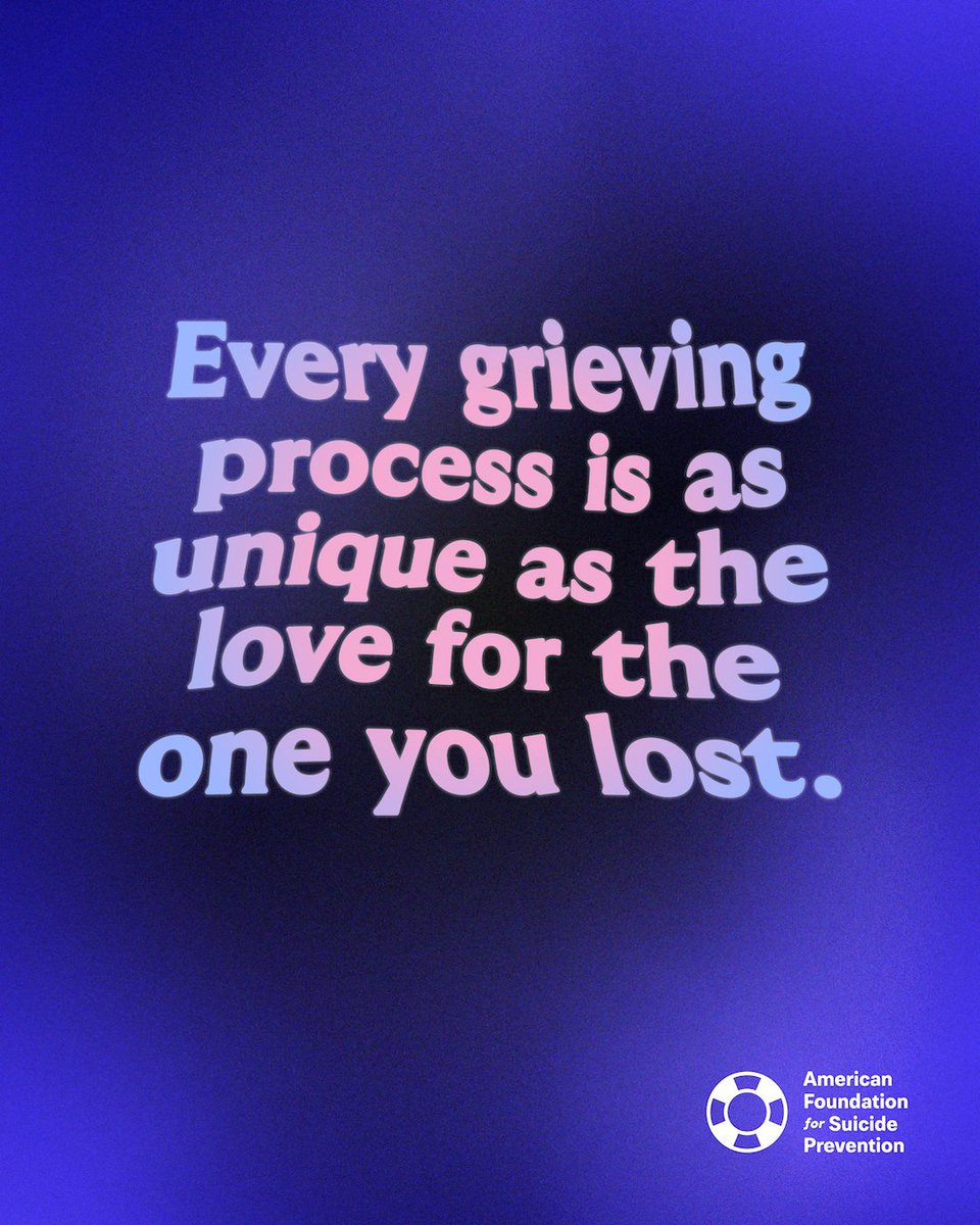 afspnational's tweet image. Your grief is yours alone, shaped by your memories, your life, and your connection with the loved one you lost. 💙

Even though no two experiences are the same, connection can bring comfort.

For resources, visit afsp.org/loss