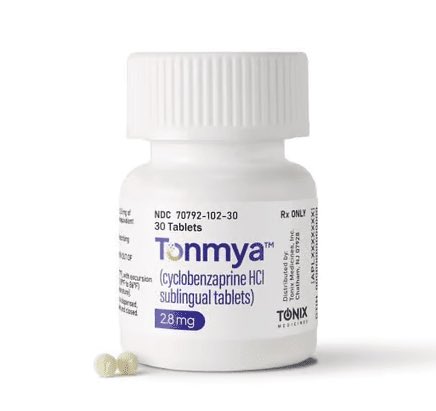 في أغسطس لعام ٢٠٢٥ 
أعلنت هيئة الدواء والغذاء الأمريكية عن اعتماد علاج 
Tonmya (cyclobenzaprine HCl sublingual tablets)
كعلاج لمرضى الفايبروميالجيا 
وهو علاج يعطى تحت اللسان قبل النوم لاعطاء مريض الفايبروميالجيا نوم جيد وتخفيف بشكل كبير من الالم المزمن
مايمزه هو عدم الشعور