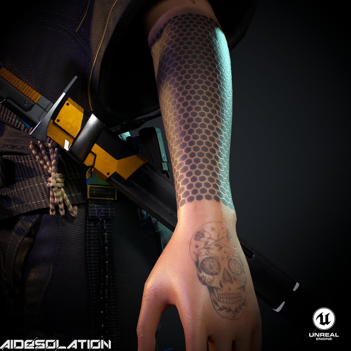 DesolationPlay's tweet image. We’ve got some exciting details about our assassin’s arm to share. Our love for tattoos has definitely left its mark on the @DesolationAI . Stay updated with us for more!💀