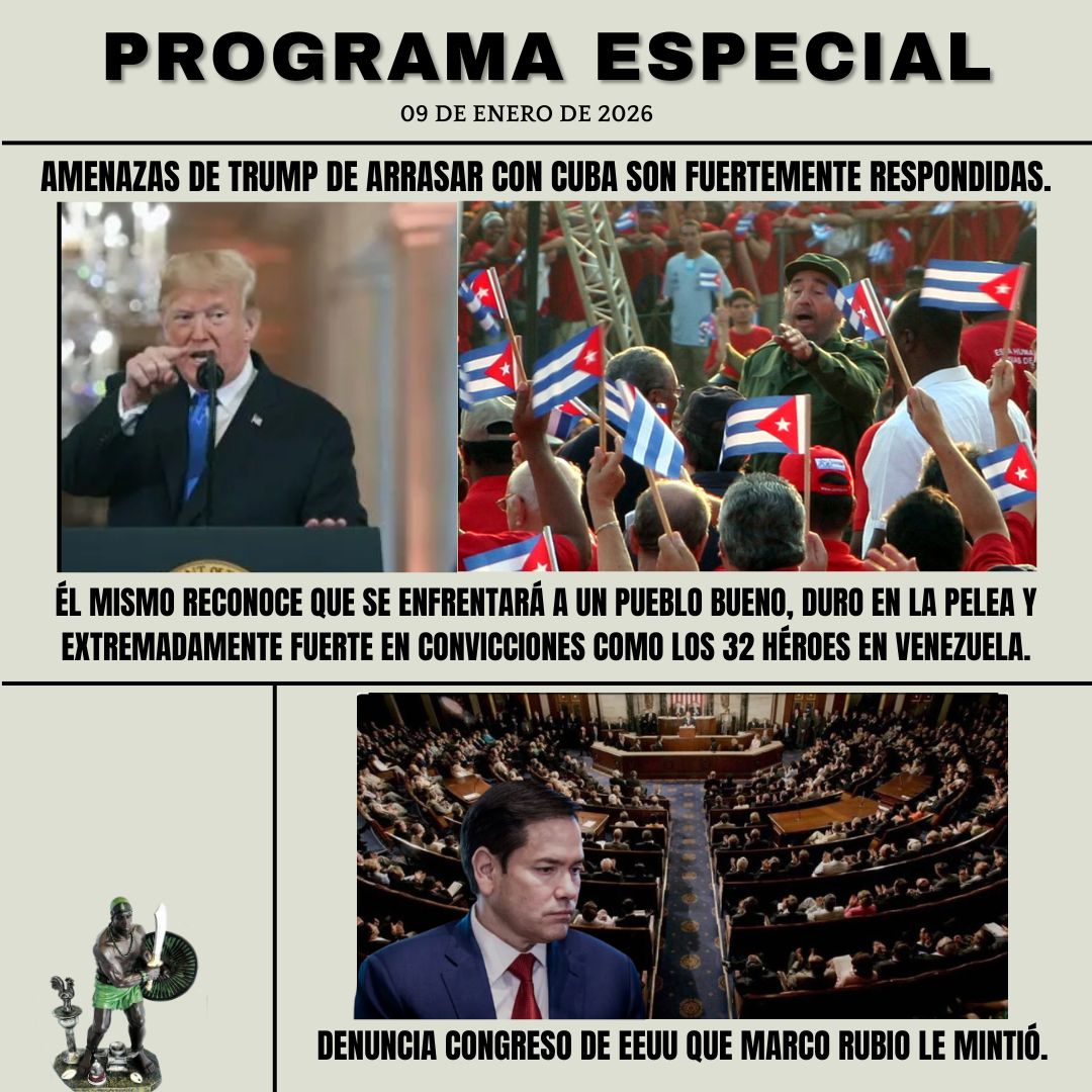 Amenazas de Trump de arrasar con #Cuba son fuertemente respondidas. Él mismo reconoce que enfrentarán a un pueblo bueno, duro en la pelea y extremadamente fuerte en convicciones como los 32 héroes en #Venezuela. Denuncia Congreso de EEUU que Marco Rubio le mintió. Hoy en YouTube.