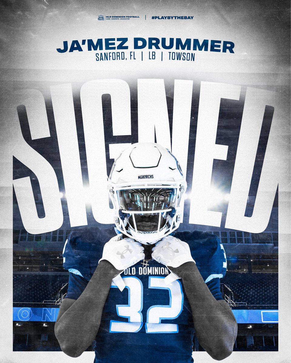 ODUFootball's tweet photo. Welcome Home! 👑

Signed ✍️: @Jdrum32 

#ReignOn | #PlayByTheBay https://t.co/rteTpFTEDS