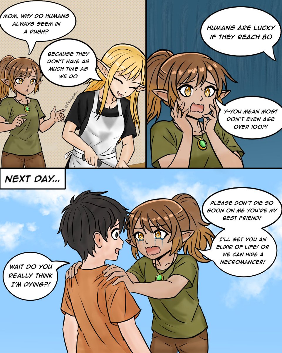 Oranyaa_'s tweet image. She found out that humans have a much shorter lifespan than her. 😞