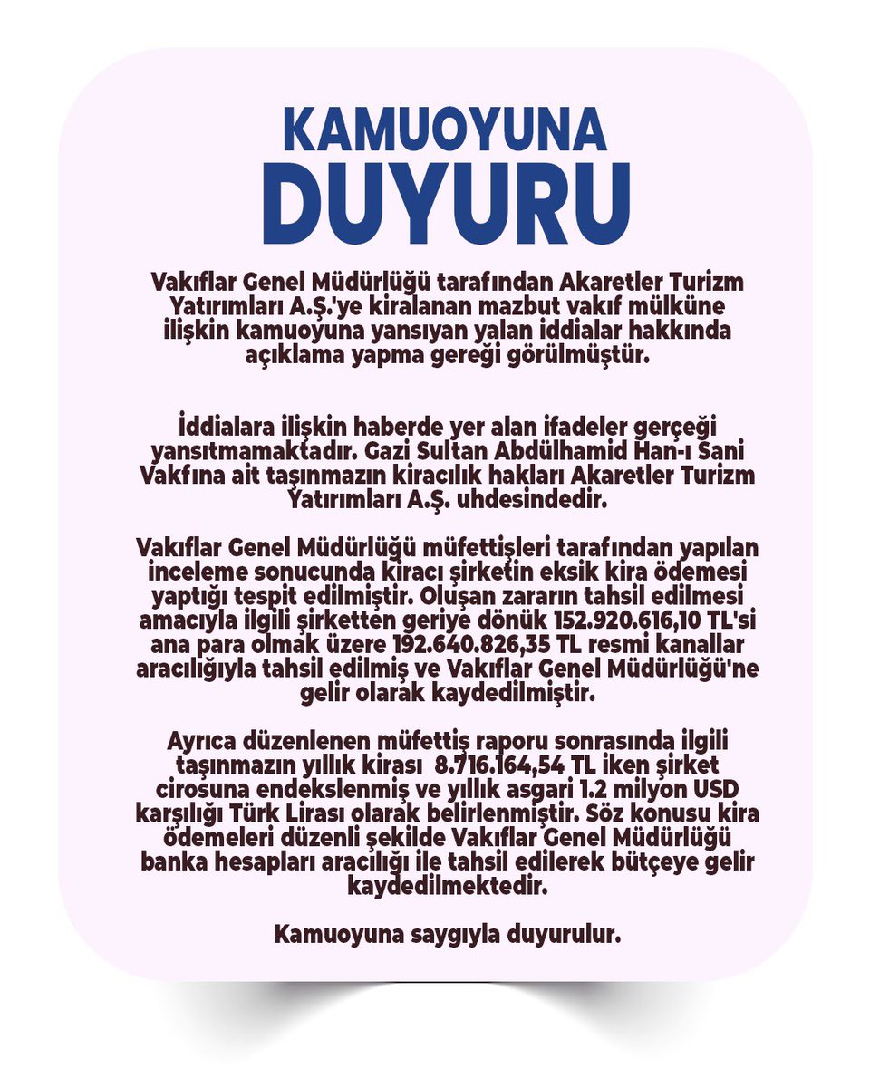 📌 Kamuoyuna duyuru…