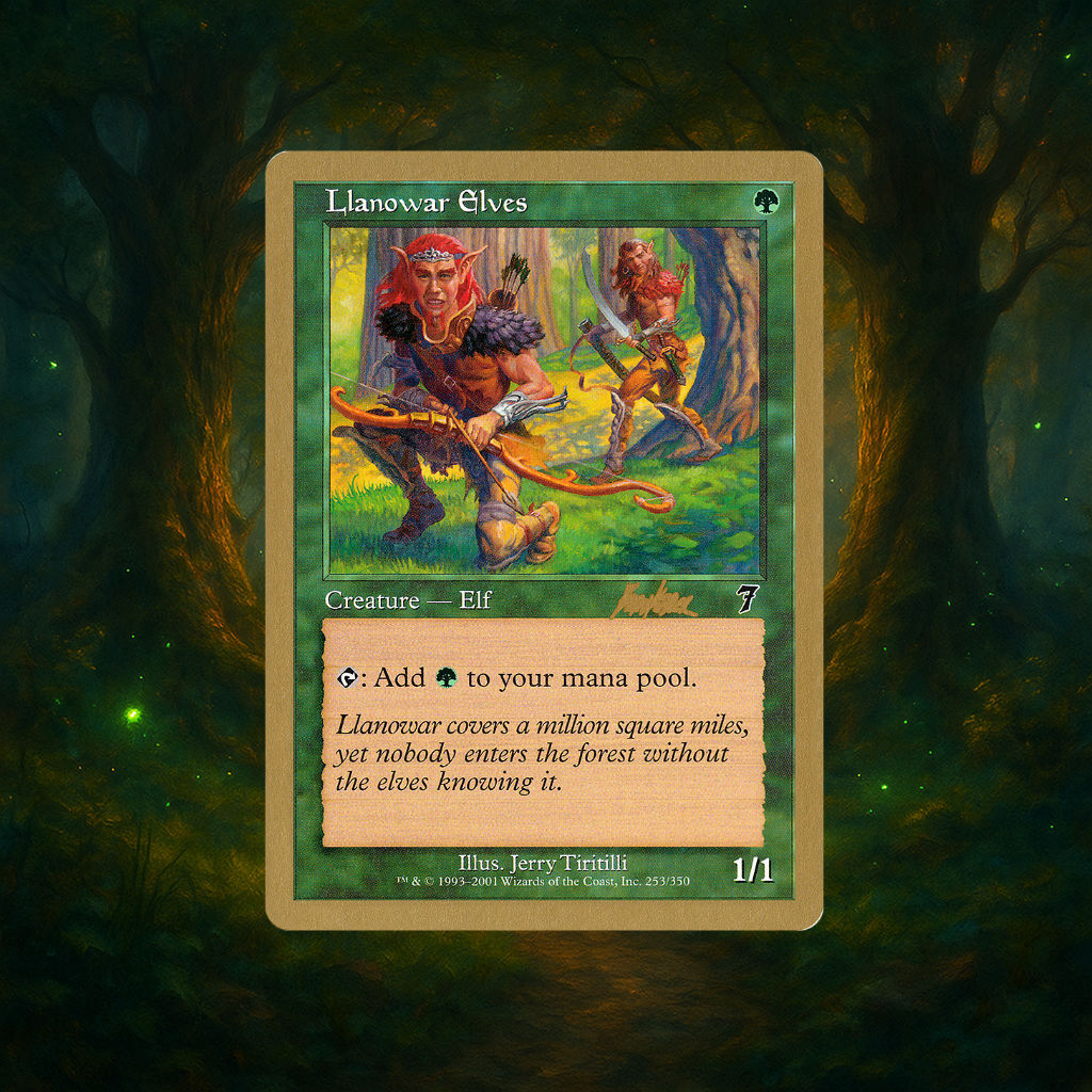 CardBinderApp's tweet photo. Llanowar Elves has powered green decks for decades — but everyone uses it differently. 🌱
What’s your favorite way to run it: tribal synergies, early ramp, or something more creative?

Tell us your go-to setup! 🌳✨

#MTG #CommanderMTG #LlanowarElves #ElfTribal #MTGCommunity https://t.co/F3JXiAV2NZ