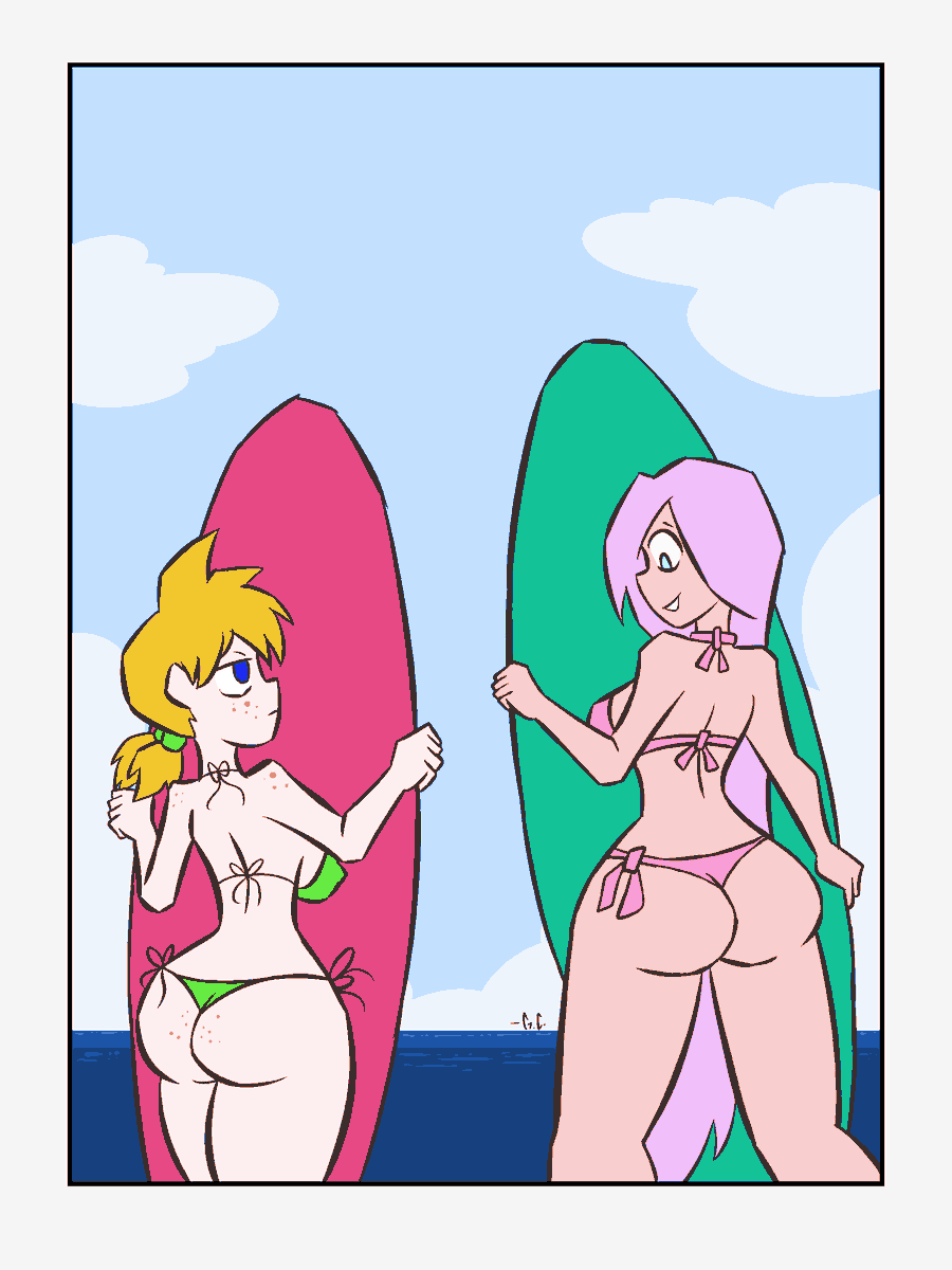 (OC) Mandy and Alexis about to catch some waves