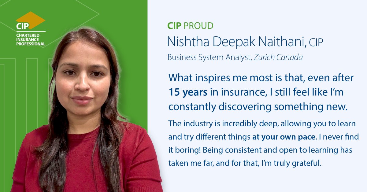 We spoke with Nishtha Deepak Naithani, CIP, of Zurich Canada, who began her CIP journey in Dec 2023 and finished in July 2024, she says "Just go for it without thinking too much. You’ll feel proud of your decision to take it on." Thanks for inspiring us➡️ bit.ly/451ilnP