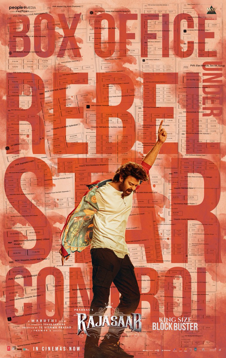 From Nizam to Overseas,
#TheRajaSaab takes control of the box office with a full on rampage 💪🏼🔥

Book your tickets now and have a blasting experience ❤️

— link.district.in/DSTRKT/prajasa…

#BlockbusterTheRajaSaab 
#Prabhas @directormaruthi @musicthaman <a href="/peoplemediafcy/">People Media Factory</a> <a href="/rajasaabmovie/">The RajaSaab</a>