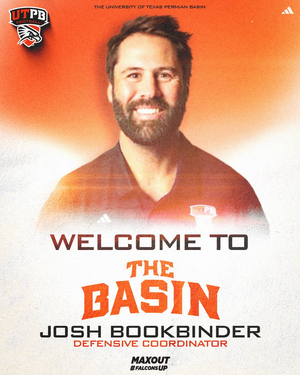 Welcome <a href="/UTPBCoachBook/">Josh Bookbinder</a> 
DC &amp; Linebackers Coach
☑️ Former TCU &amp; Texas Tech Standout Coach
☑️ Helped develop Big 12 Tackle Leader, All American, Jacob Rodriguez
☑️ 30 Under 30 Leadership Alum
☑️ 15+ Years of Defensive Excellence

➡️ Follow on IG for full bio!