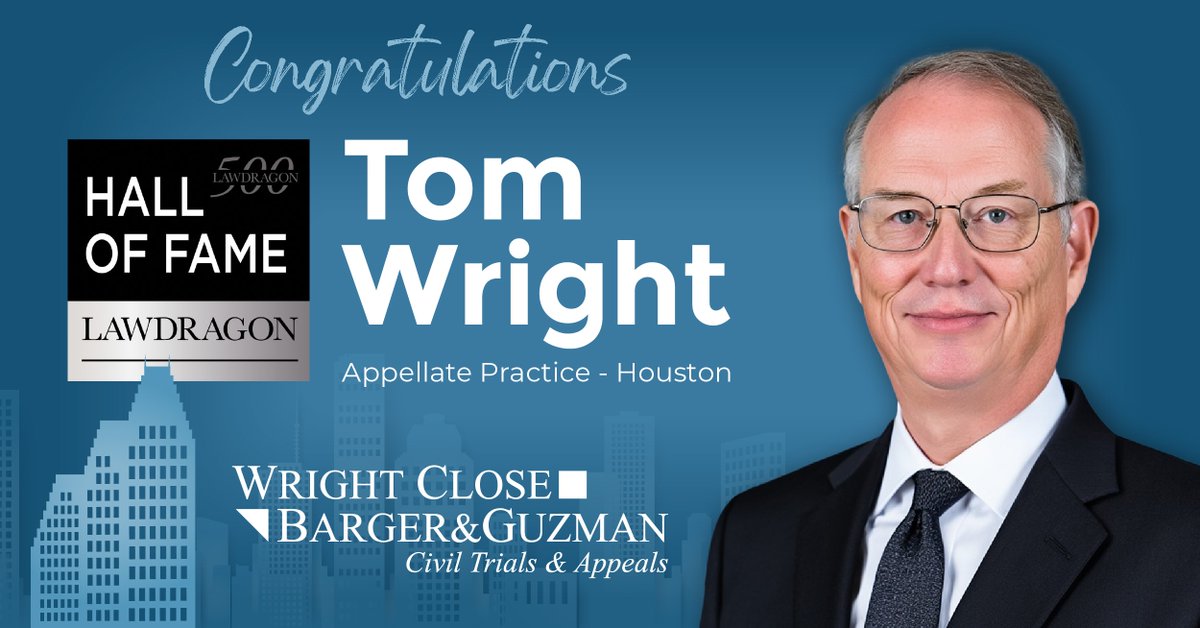 We are thrilled to celebrate WCBG founding partner Tom Wright, who has been named to the 2026 Lawdragon Hall of Fame for his appellate practice.

Congratulations, Tom! We salute you and all your great work!

wrightclosebarger.com/our-news/appel…