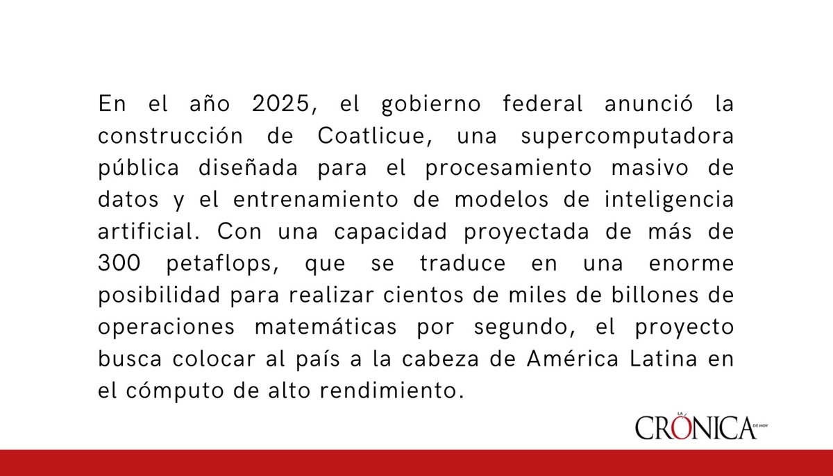 UlisesLaraLopez's tweet photo. ¡Buenos días! 🙋🏻‍♂️
Les invitamos a leer nuestra columna en @LaCronicaDeHoy, donde analizamos el papel del supercómputo y la IA en la seguridad, la justicia y el desarrollo del país, así como los retos éticos de su implementación. ¡No se la pierdan! 
🔗 https://t.co/aI0ec6Qqqc https://t.co/abyNIkVIsP