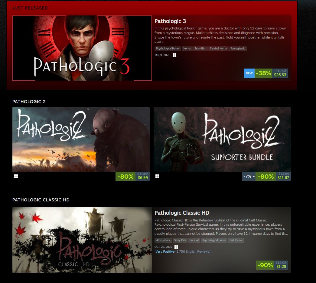 Wario64's tweet image. Pathologic franchise sale on Steam buff.ly/o6DXuX7