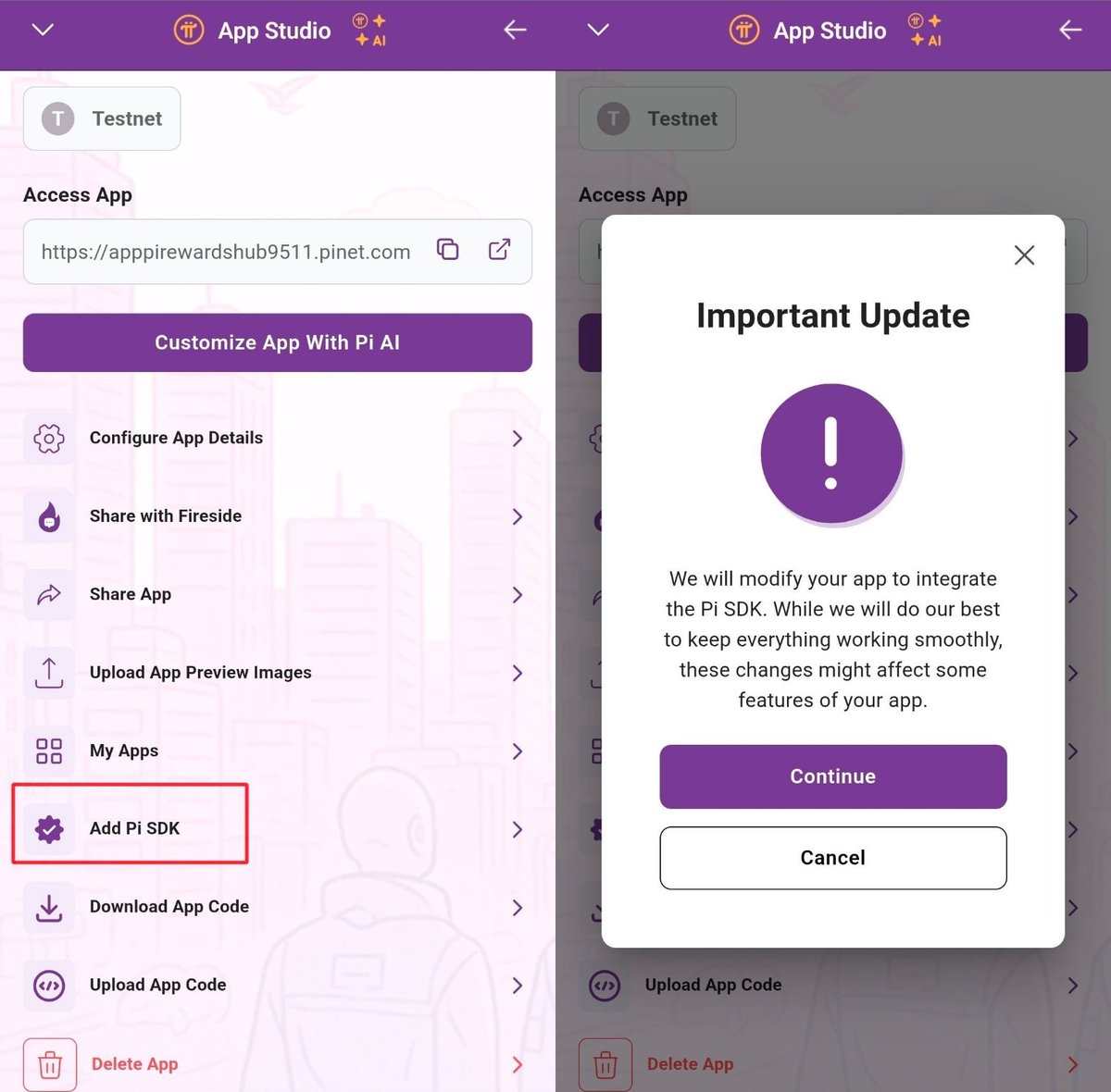 0NEDEEL's tweet photo. 🚨 Update from Pi App Studio

A new option to integrate the Pi SDK has appeared. This signals stronger app integration, improved security, and a growing push toward truly native Pi applications.

#PiNetwork #PiDevelopers #Web3 https://t.co/VcdxIz6WKJ