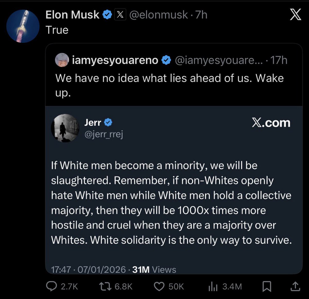 Everyone pointed out that he agreed with a literal Nazi saying literal Nazi stuff so now he’s retweeting another a literal Nazi saying literal Nazi stuff who’s retweeting the original literal Nazi saying literal Nazi stuff