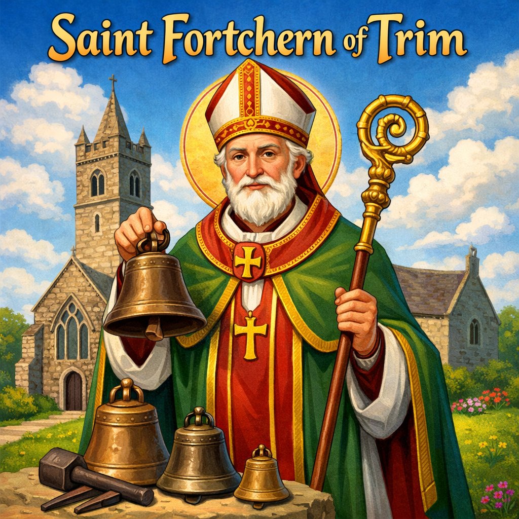 IrishSaints0's tweet photo. Saint Fortchern of Trim
Feast 17 Feb
6th-century bishop of Trim, is the patron saint of bell-founders.
His legacy lives on through his devotion to spreading Christianity and his connection to the craft of bell-making. #SaintFortchern #BellFounders #IrishSaints #PatronSaint https://t.co/T2w8JOfKiJ