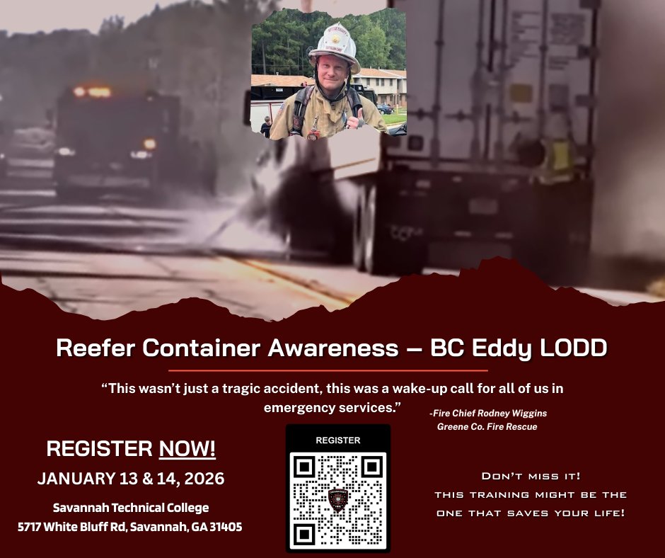 There’s still time to register for the Greene County Fire Chief Rodney Wiggins Reefer Container Class. This critical training could mean the difference between life and death for you or your crews.
Scan the QR code to register, or click here: calendly.com/chathamcountyf…