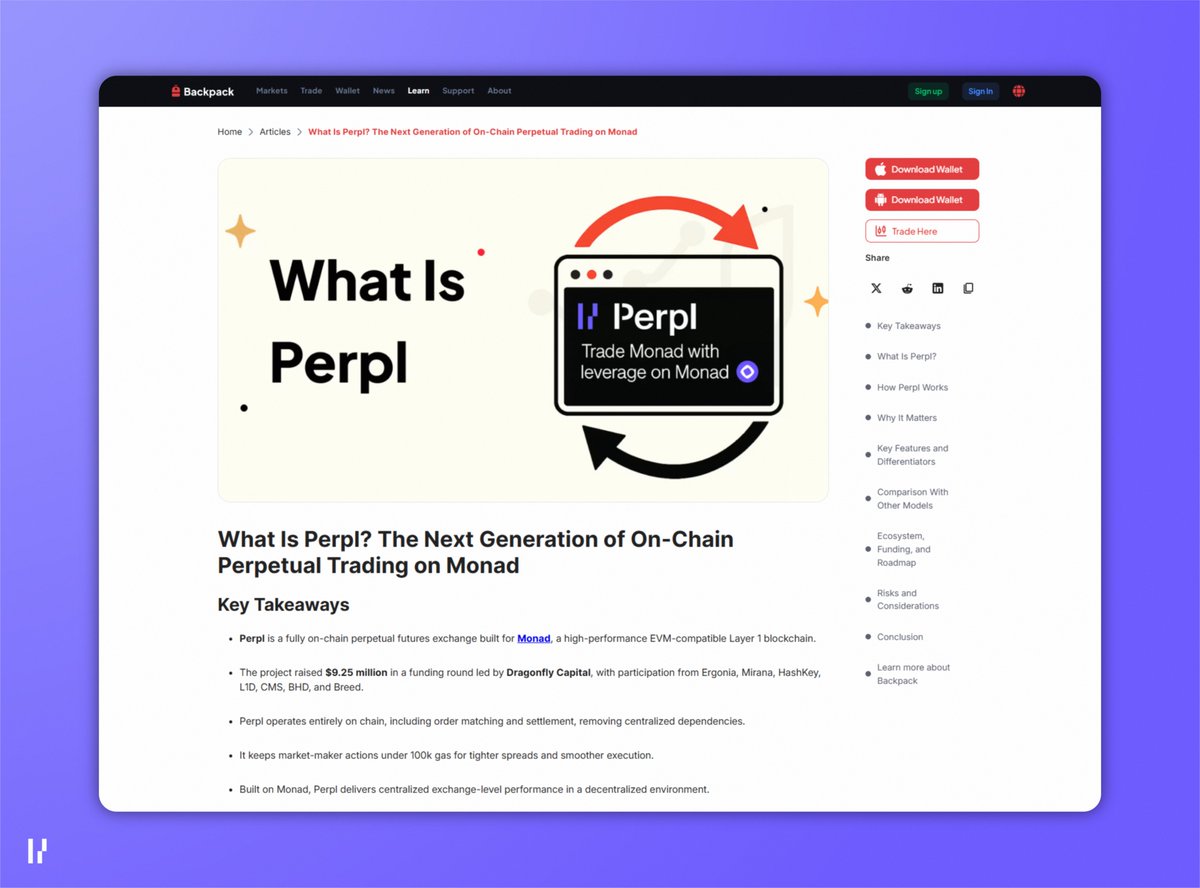 the next generation of onchain perpetual trading on monad read more on @ Backpack