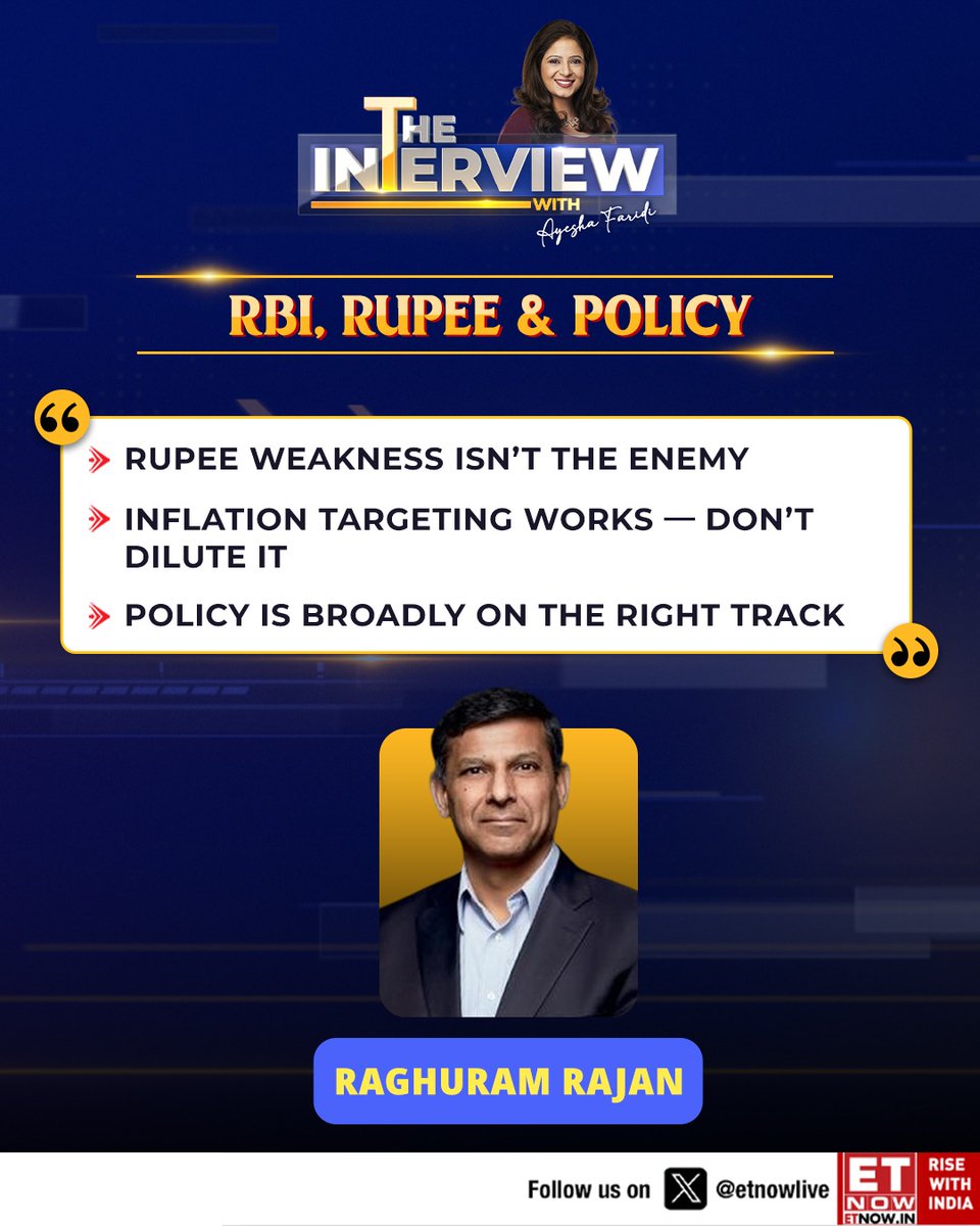 ETNOWlive's tweet photo. The Interview With Ayesha Faridi
“Rupee weakness isn’t a cause for worry,” assures Raghuram Rajan
Full Segment: https://t.co/UgP2dVYn15
@AyeshaFaridi1 #Ruppee #Currency #RuppeeVsDollar https://t.co/uaR4ndtvGW
