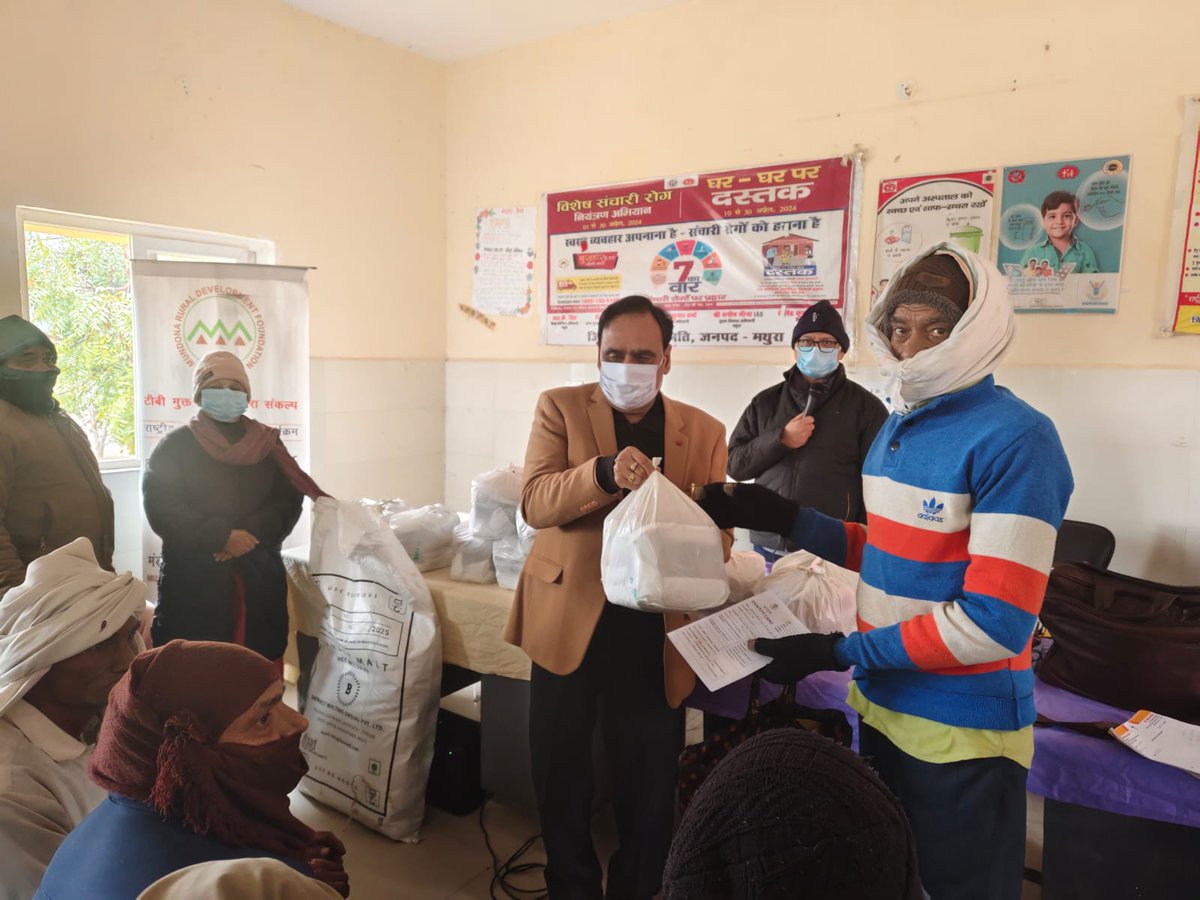 Mundona Rural Development Foundation द्वारा फरह, बलदेव, गोवर्धन व बरसाना क्षेत्रों में क्षय रोगियों को गोद लेकर हर माह पोषण सहयोग दिया जा रहा है।
यह पहल केवल सामग्री वितरण नहीं, बल्कि रोगियों में आत्मबल, आत्मविश्वास और सकारात्मक सोच जगाने का प्रयास है।l