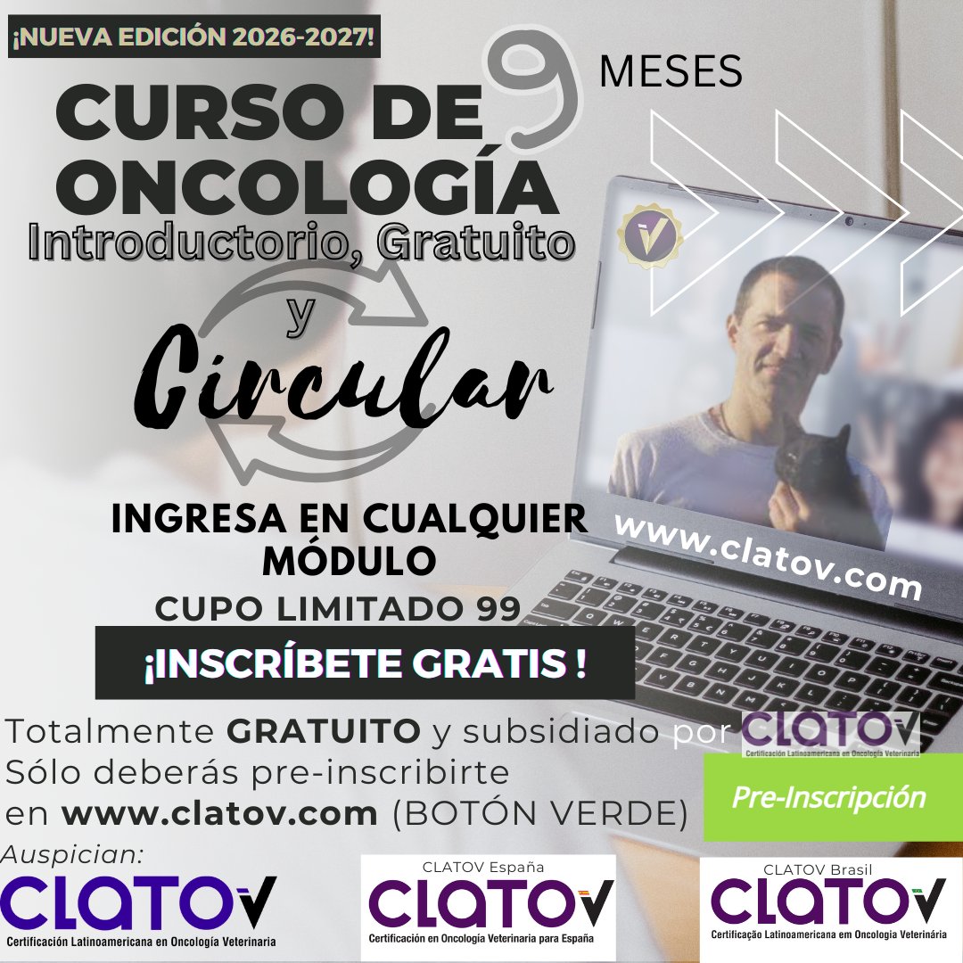 ECVET's tweet photo. CURSO DE ONCOLOGIA GRATUITO de OCTUBRE 2026 a JULIO 2027 https://t.co/9fahDc0QIN