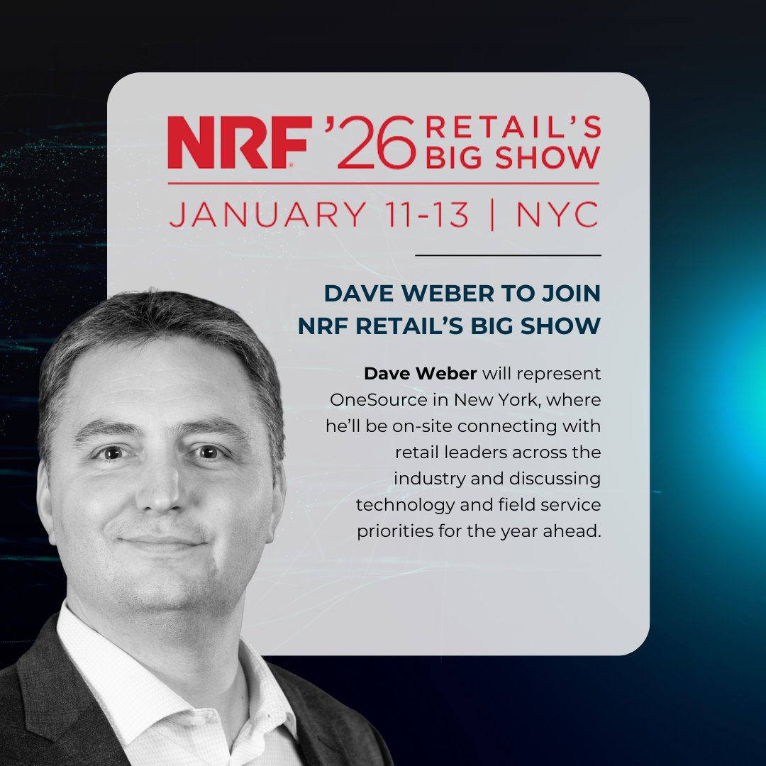 Heading to #NRF2026? OneSource Strategic Account Executive David Weber will be on-site in New York next week, connecting with retail leaders to discuss technology and field service priorities for the year ahead. 

<a href="/NRFnews/">National Retail Federation</a> #Retail #RetailOperations #OneSource
