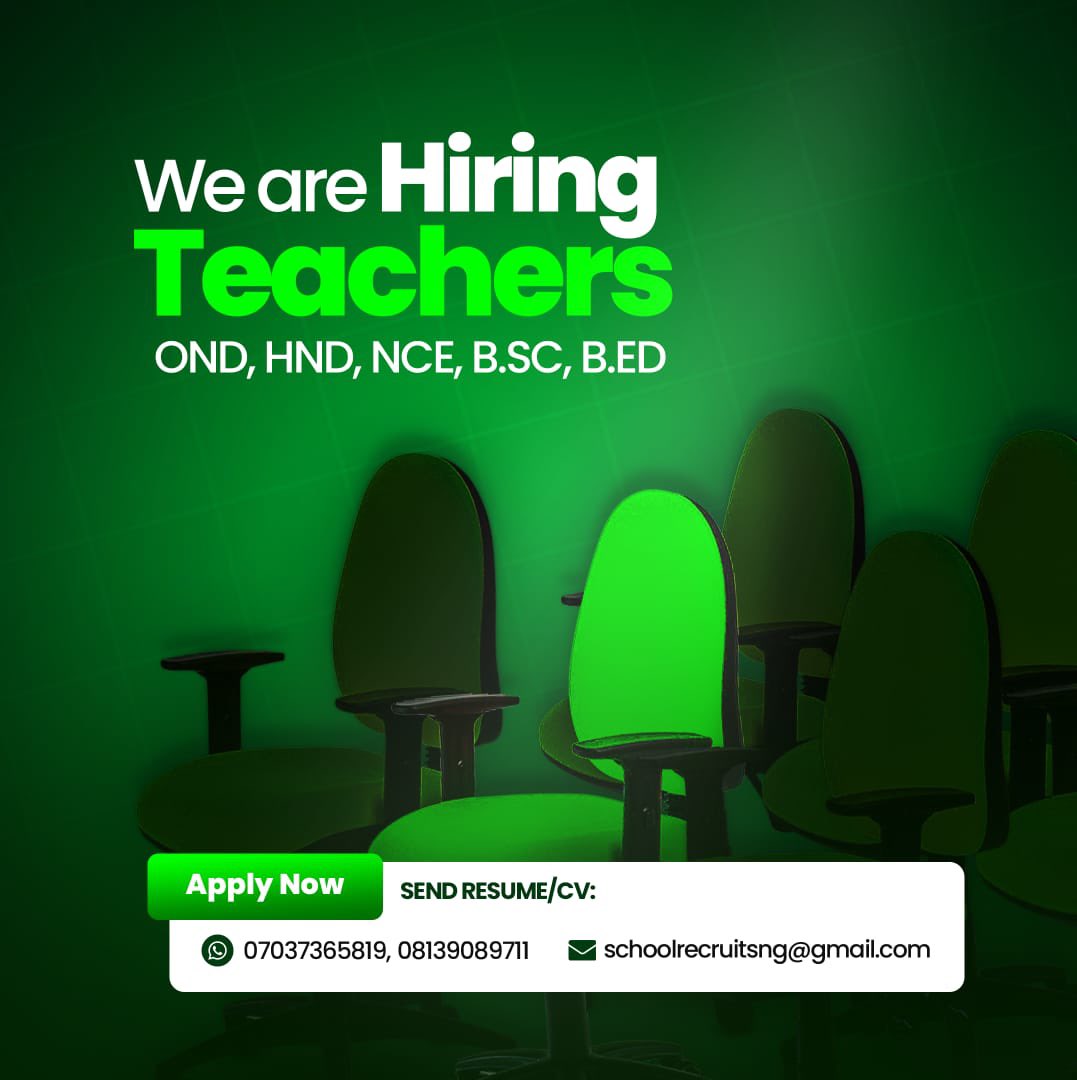 Job vacancy 
Employment position 
Location: Aba, Abia State