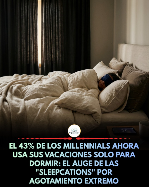 Hoy, para casi la mitad de la fuerza laboral moderna, las vacaciones soñadas tienen tres ingredientes simples: Pijama, cortinas blackout y silencio absoluto.

La Generación Agotada: Los Millennials 😴 Entre los Millennials, esta cifra salta al 43%. Casi la mitad de una generación