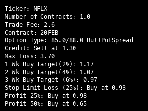 0ptionsEngineer's tweet image. $NFLX
20FEB bull put spread 85/88 for 1.30 credit.