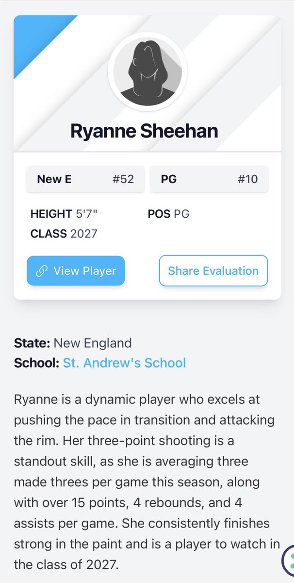 Ryanne_5's tweet photo. Thanks for the write-up! @Avi_Burmenko @PGHNewEngland @SASRIGirlsHoops https://t.co/BgNjGxCN6m