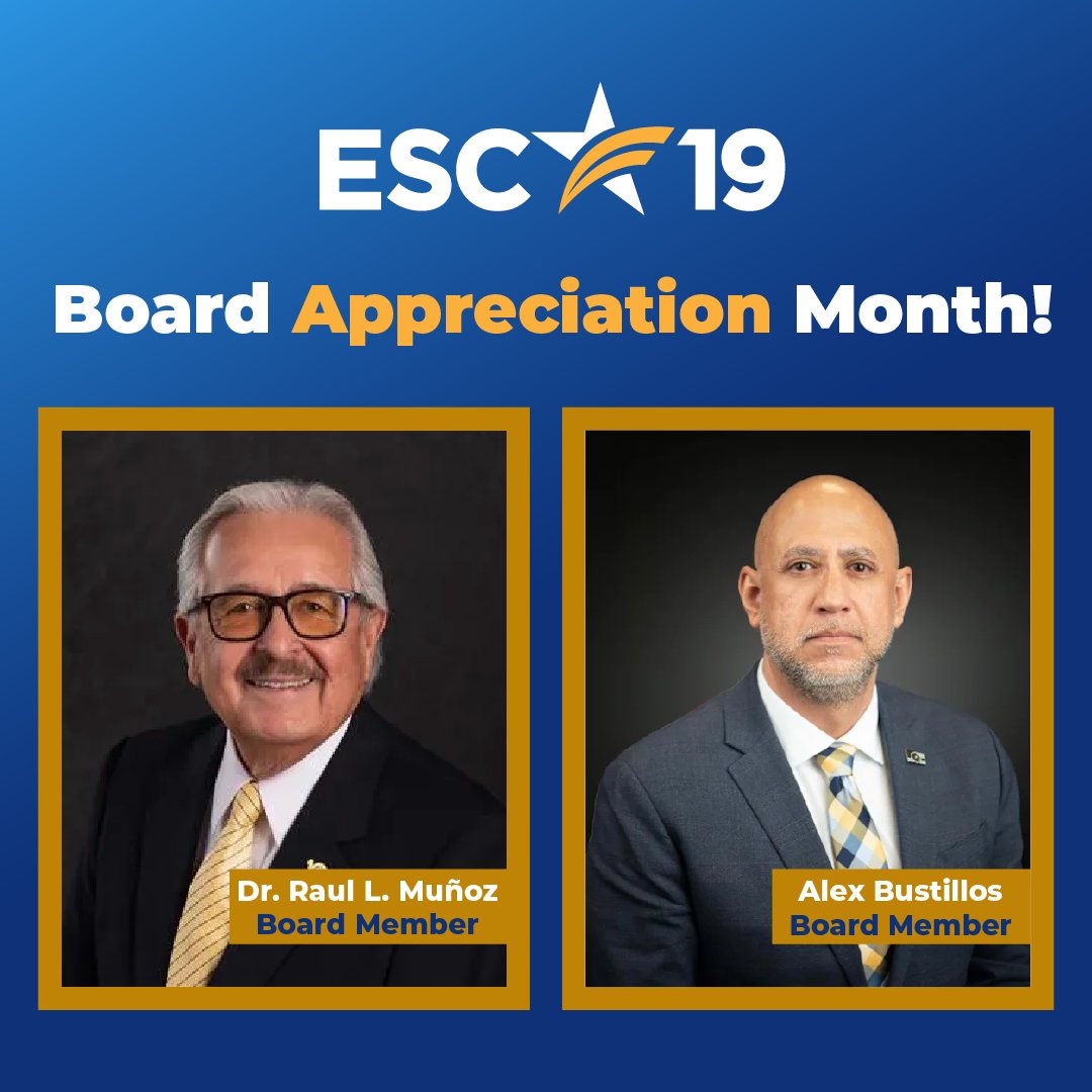 ESCRegion19's tweet photo. Join us this month as we celebrate our amazing ESC19 Board members! 👏

Your dedication and service help ensure the success of our students and educators every day.
Thank you—we celebrate you! 🎉

#WeR19 #BoardAppreciationMonth https://t.co/hAr1wRaVyw