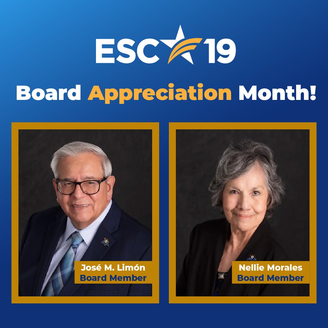 ESCRegion19's tweet photo. Join us this month as we celebrate our amazing ESC19 Board members! 👏

Your dedication and service help ensure the success of our students and educators every day.
Thank you—we celebrate you! 🎉

#WeR19 #BoardAppreciationMonth https://t.co/hAr1wRaVyw