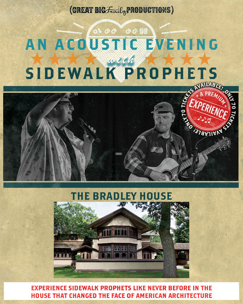 swprophets's tweet photo. Stoked for this!
 
🏛️ Hosted inside a historic Frank Lloyd Wright–designed home, The Bradley House
    🍕 After-show pizza party
    🎟️ Only 70 tickets available

Capacity is extremely limited.
Once it’s full, it’s full.

Access Code: SWPACOUSTIC
Tickets: https://t.co/UffRe2ESNG https://t.co/N4vdKknwRH