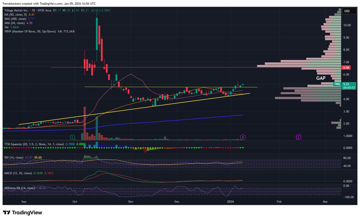 Trendstockers's tweet photo. $TMQ.to $TMQ coiled. One of the best set-ups right now. I'm locked and loaded. Taking a little bit longer than I expected but the longer the base, the higher the space. https://t.co/a6w00TA1iN
