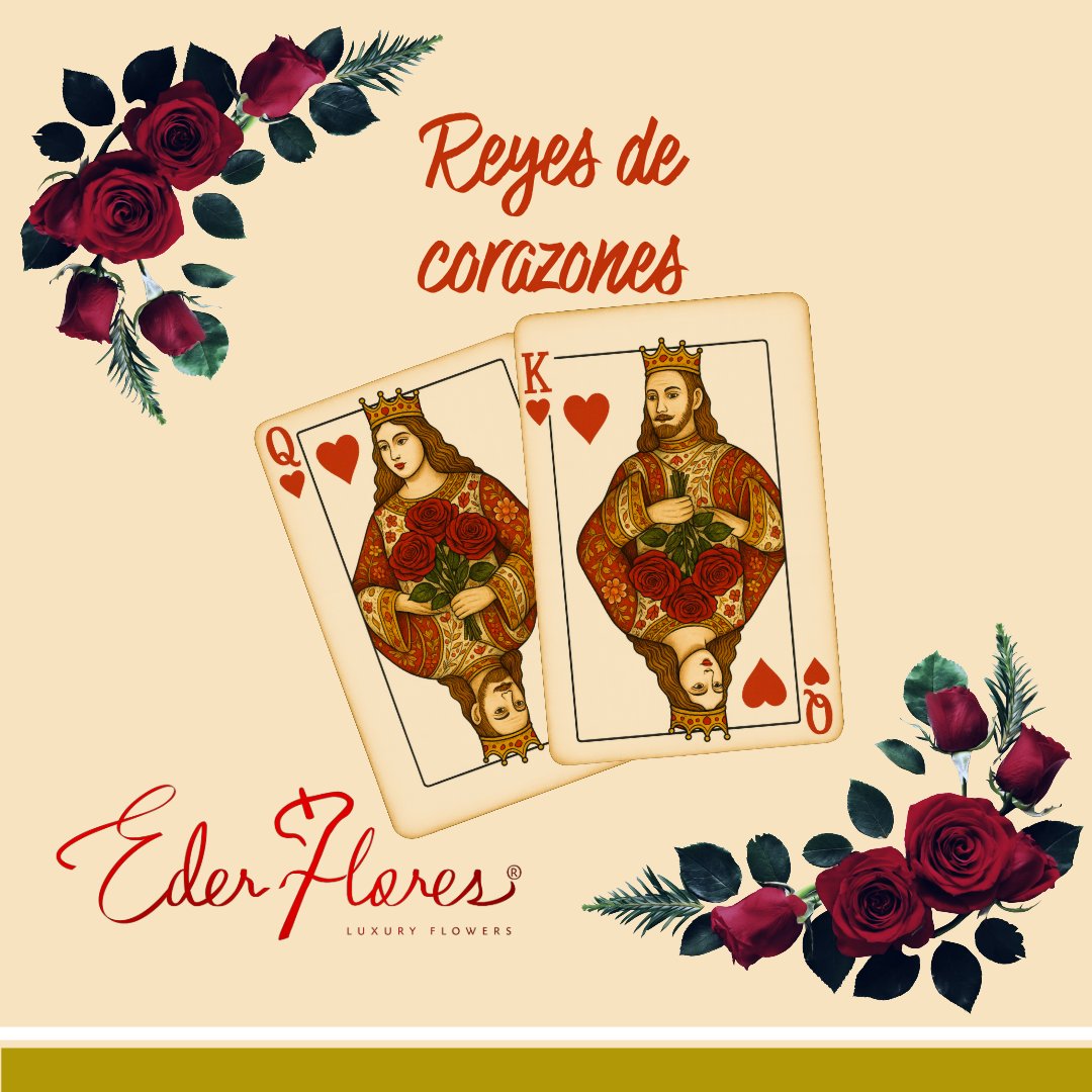 ederflores's tweet photo. En este San Valentín, tú eres la carta que gana el juego.  Presentamos nuestra colección exclusiva "Reyes de Corazones". Porque un amor de realeza merece flores de lujo.
#EderFlores #ReyesDeCorazones #SanValentin2026 #LuxuryFlowers #ArteFloral #AmorDeRealeza #DetallesQueEnamoran https://t.co/XLrbZKrP0M