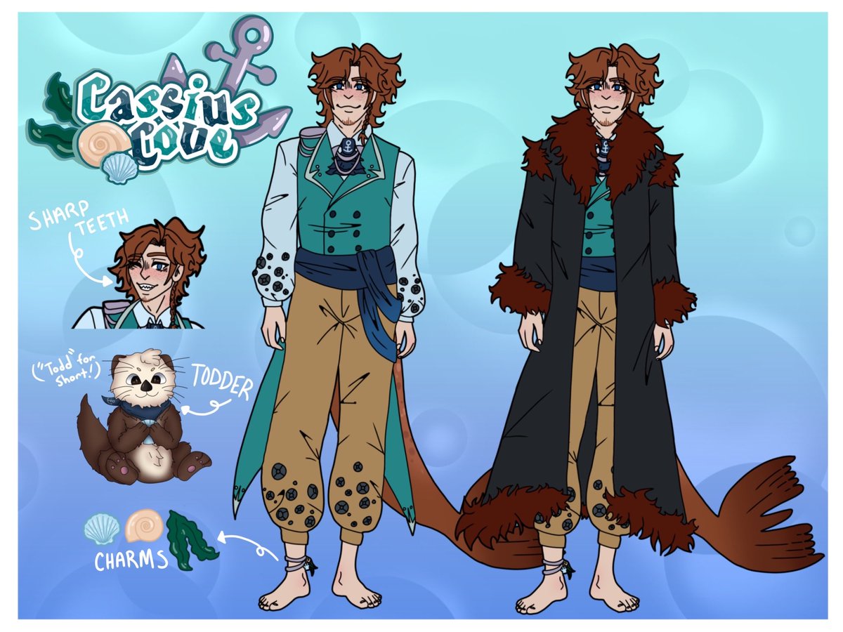 CassiusCove's tweet photo. 🌊⚓️VTUBER INTRO & REF SHEET! ⚓️🌊
Welcome to the deep end! (Try holding your breath…?)💧
The name’s Cassius, and I’m a selkie VTuber! 🦭
I stream art, visual novels, fps, and more!
Will you take the plunge? 🩵
Oshi Marks: 🌊⚓️
🟣 https://t.co/PUSPL1q2T7
🎨 #creativecove https://t.co/KCsBDXeVCi